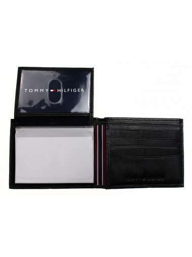 Tommy Hilfiger Men's Leather Passcase Wallet - Black